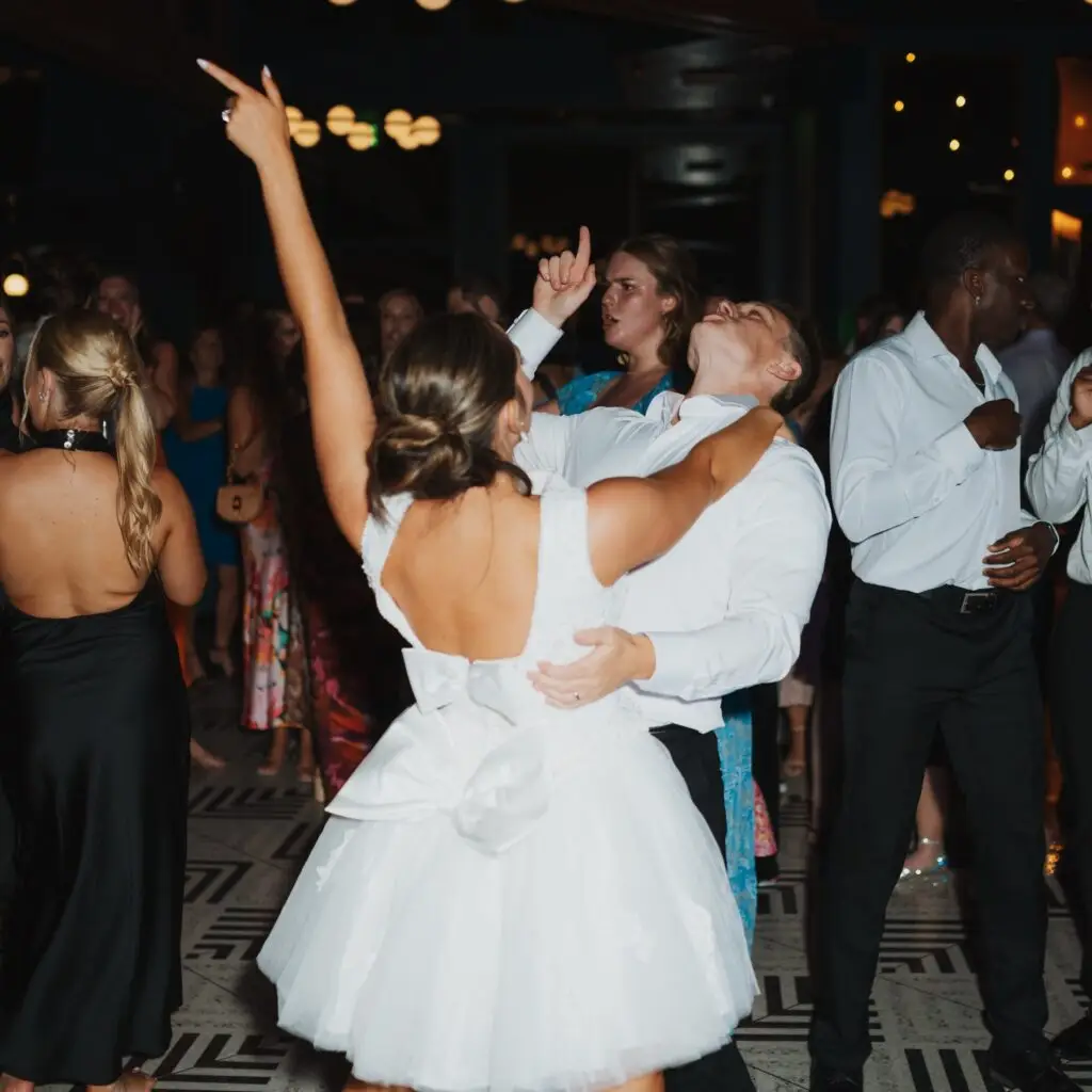 Bride and groom dancing and their reception